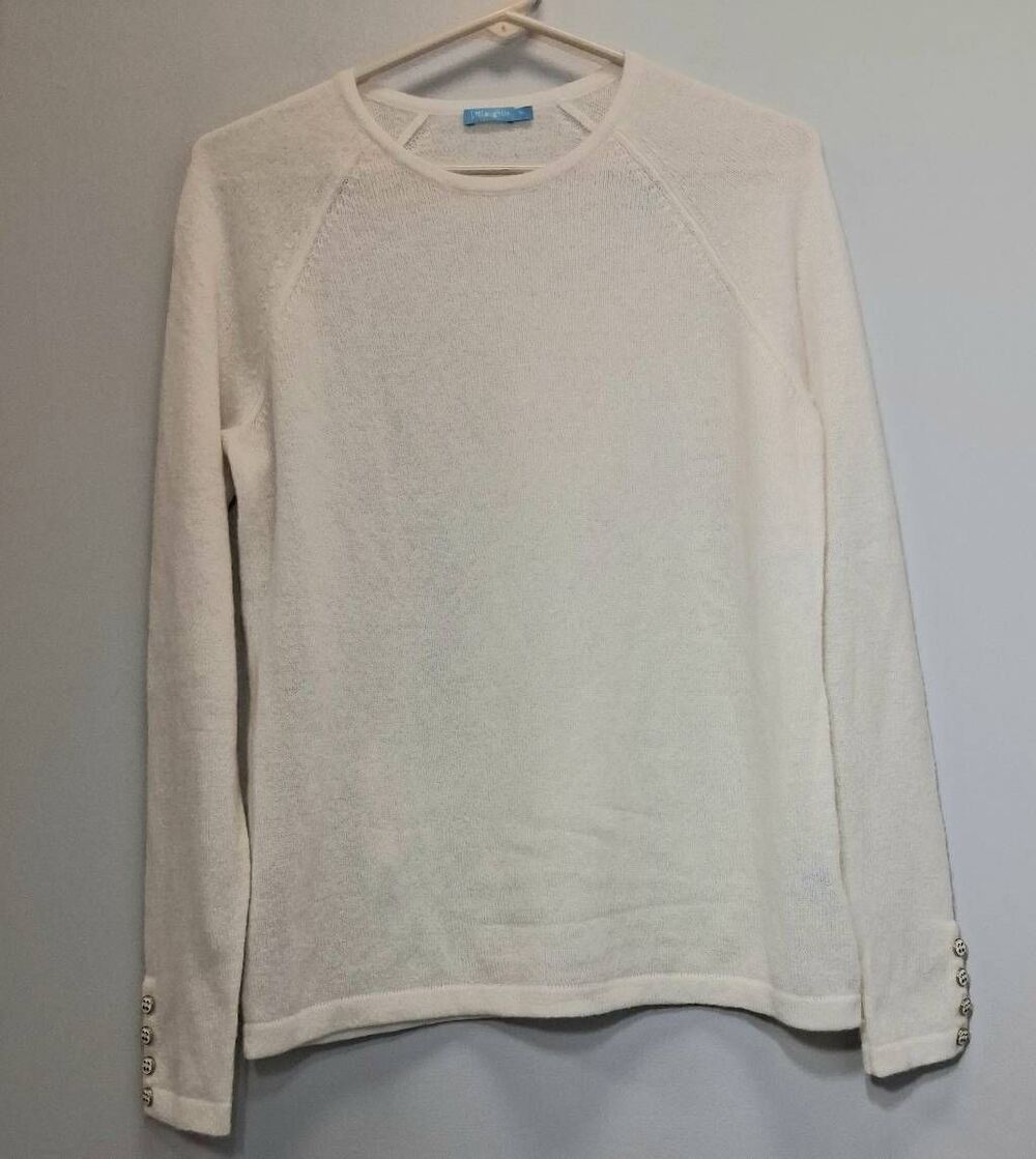 J.mc laughing womens medium 100% cashmere sweater cream lightweight